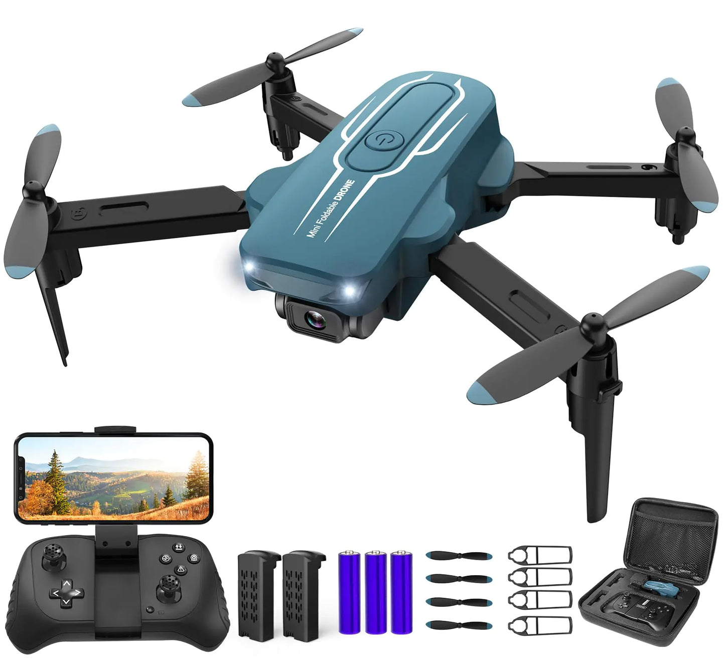 Mini Drone with Camera for Adults Youth - 1080P HD FPV Camera Drones with 90° Adjustable Lens Gestures Selfie One Key Start 360° Flips Toys Gifts RC Quadcopter for Boys Girls with 2 Batteries