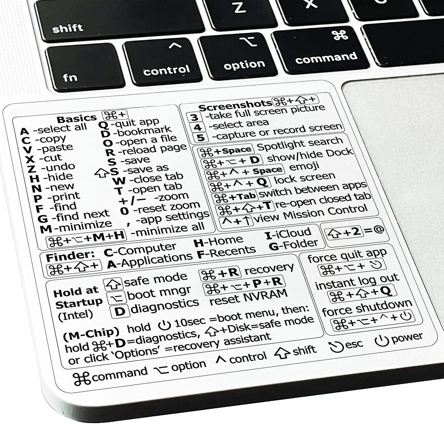 Mac Shortcut Sticker - Mac OS Shortcuts Sticker Laptop Keyboard Shortcuts Stickers for Mac Laptop Compatible with 13-16 Inch Laptop (1)